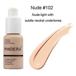 PHOERA Face Foundation Cream Concealer Brighten Waterproof Full Coverage Professional Makeup Facial Matte Base Make Up Dropship