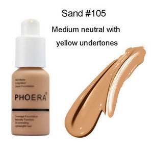 PHOERA Face Foundation Cream Concealer Brighten Waterproof Full Coverage Professional Makeup Facial Matte Base Make Up Dropship