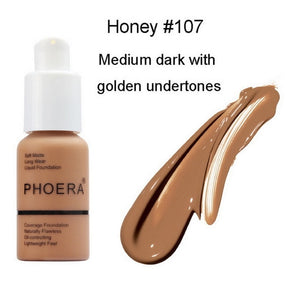 PHOERA Face Foundation Cream Concealer Brighten Waterproof Full Coverage Professional Makeup Facial Matte Base Make Up Dropship