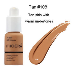 PHOERA Face Foundation Cream Concealer Brighten Waterproof Full Coverage Professional Makeup Facial Matte Base Make Up Dropship