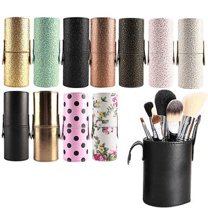 Travel Makeup Brush Pen Storage Holder Cosmetic Faux Leather Case Box Container
