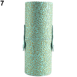 Travel Makeup Brush Pen Storage Holder Cosmetic Faux Leather Case Box Container