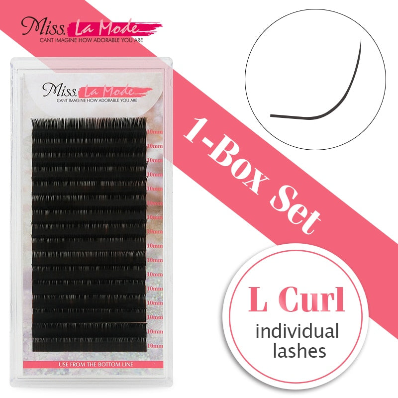 Miss Lamode  L Curl 0.10mm/0.07mm 1pc/lot Mink False eyelash extensions individual hankdmade eye lashes